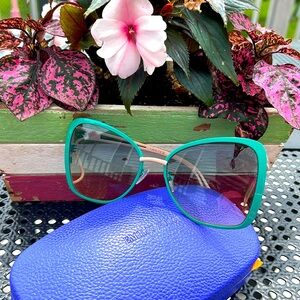 Pucci Oversized Never Used Sunglasses Sunnies with Case Wipe Teal and Pink